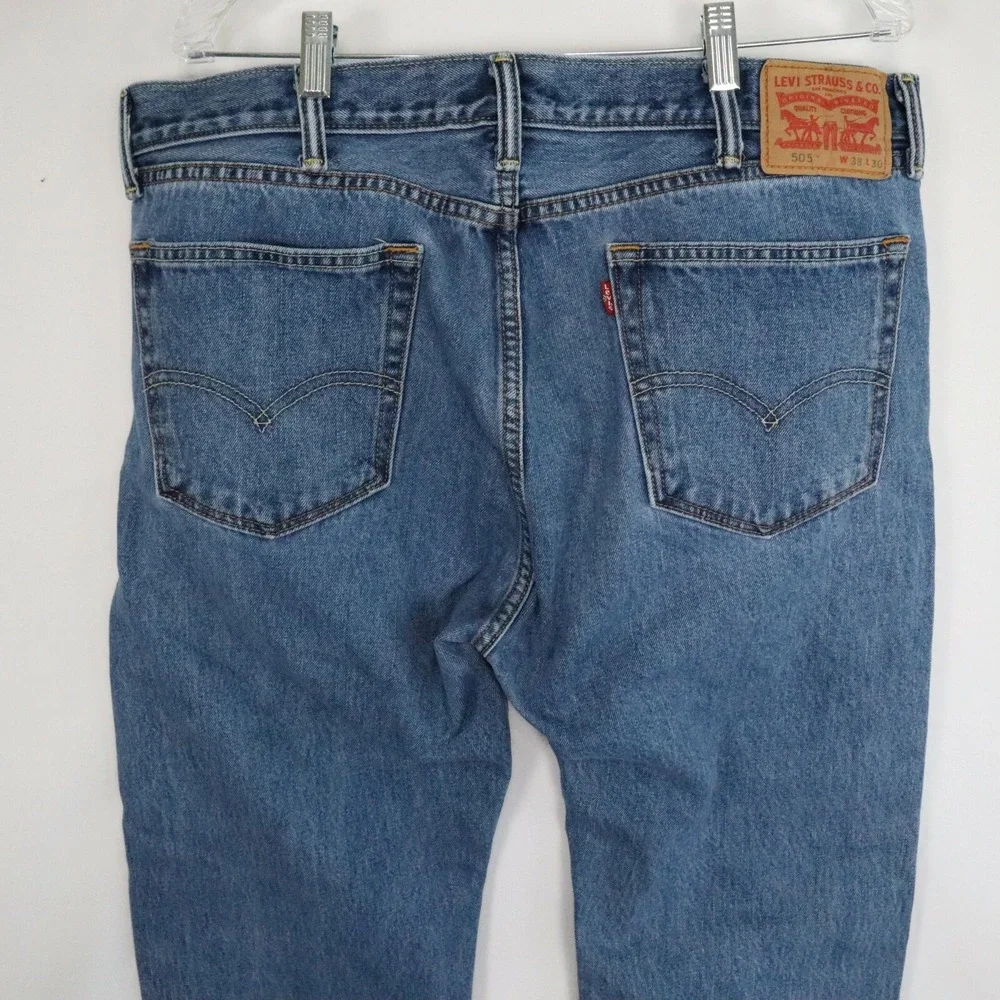 Levi's 505 Jeans Mens‎ 38x30 Regular Fit 5-Pocket Cotton Denim Blue